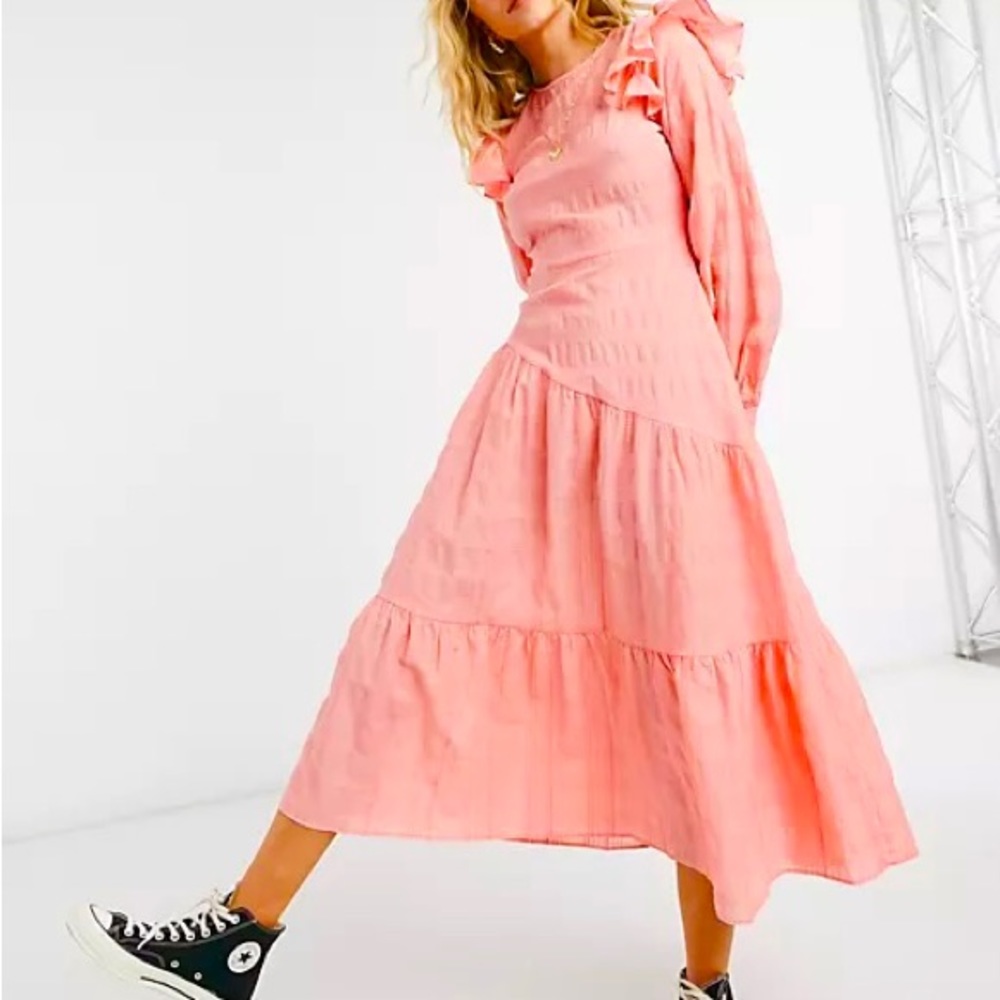 NWT Topshop Check Dress in Coral